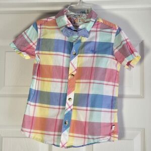 Tommy Bahama Boy's Plaid Button Down Shirt With Bow‎ Tie Size 3t Cotton